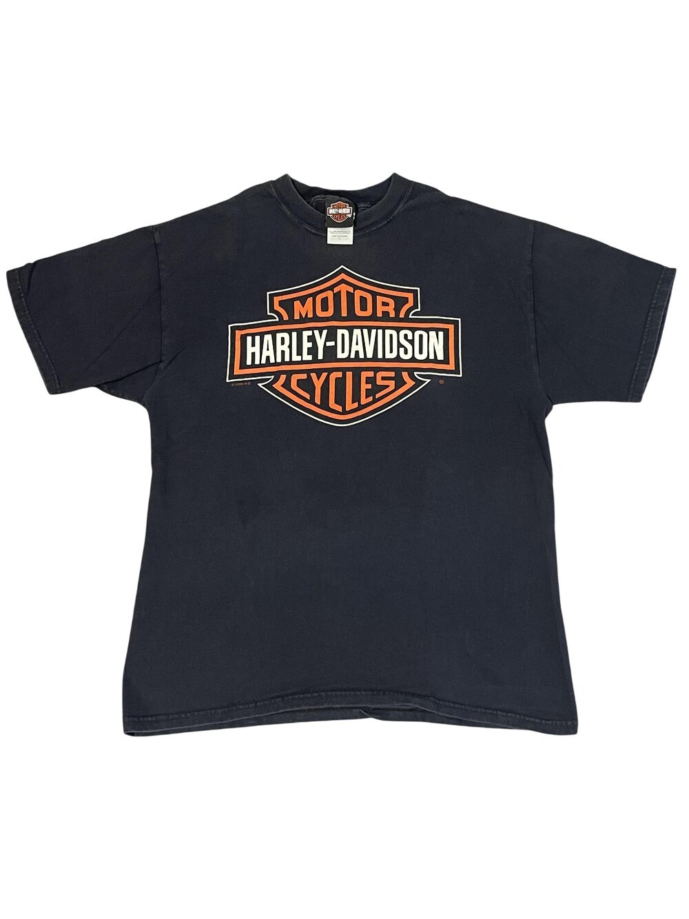 Vintage Harley-Davidson Shirt Mens Large Blue Bar & Shield Graphic Tee Macon GA